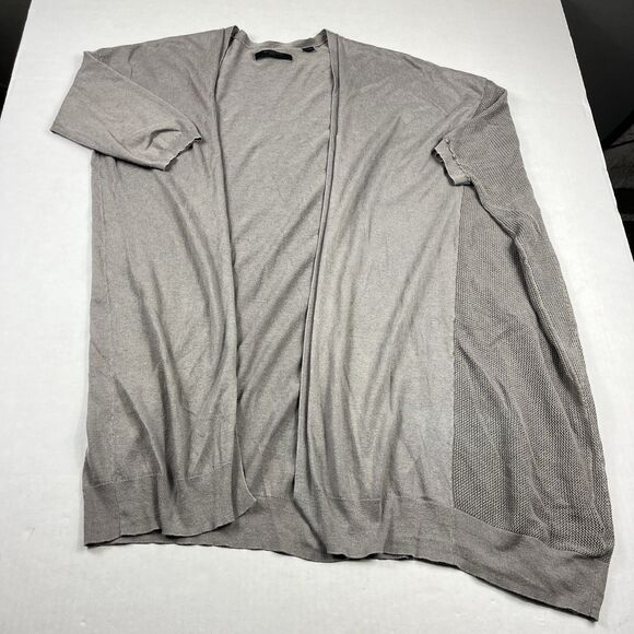 Allsaints Womens Linen Blend Cardigan Sweater Gray Short Sleeve Asymmetric SMALL - Picture 1 of 9